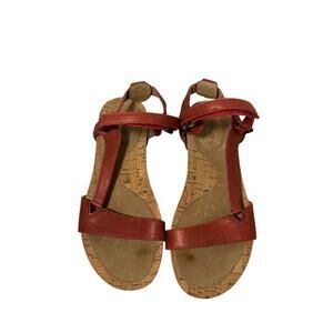 Teva Capri Universal Sandals Womens 7 Leather Cork Footbed Burnt Orange Rust Red